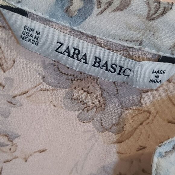 Zara Basic Cream Sheer Floral Blouse - Picture 7 of 7